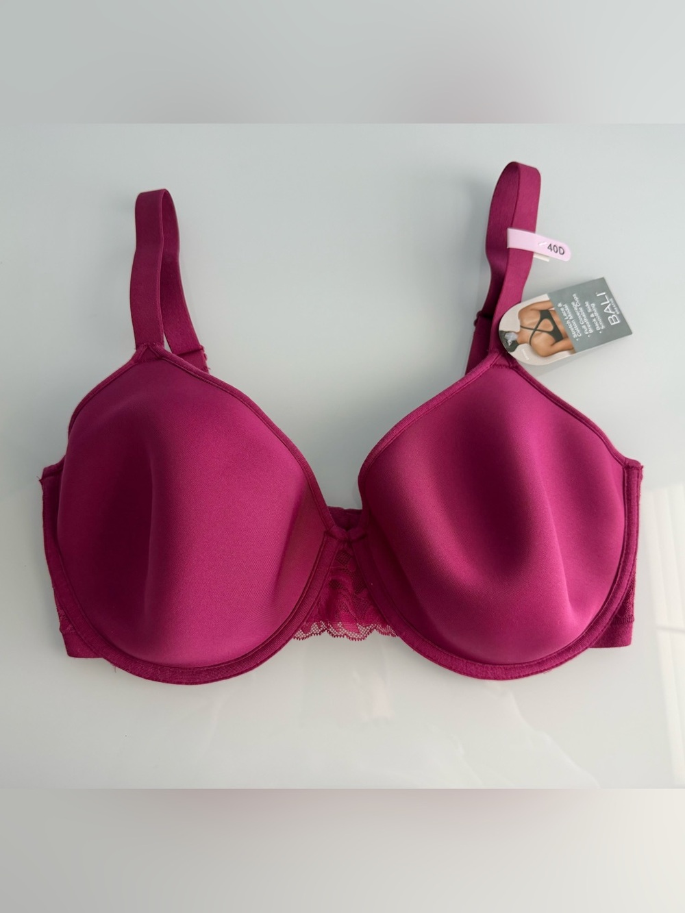 Bali Women's Red Breathe Lightweight T-Shirt Bra DF7592 Size 40D